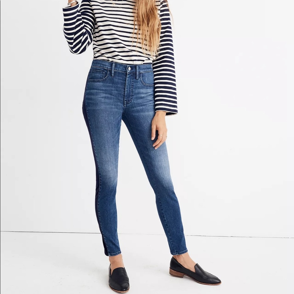 Madewell Skinny Jeans in Beattie Wash: Velvet Tuxedo Stripe Edition